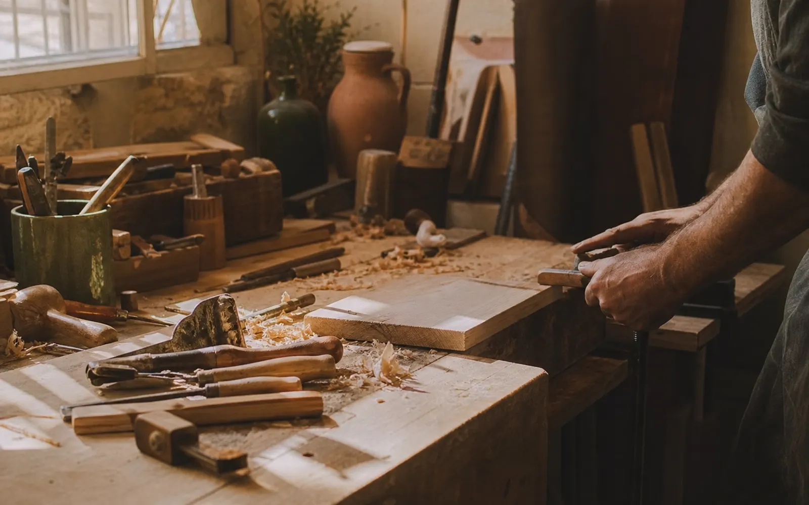 Établi d'un atelier d'artisan indépendant